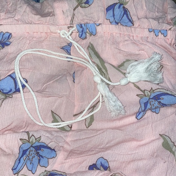 NWT Forever 21 Romper Pink & Blue drawstring waist, tassels, beautiful - Picture 5 of 7